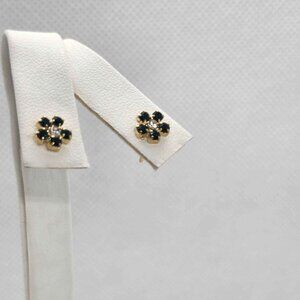 Brand New   Brazilian 18k Gold Filled GREEN Flower  Stud Earrings